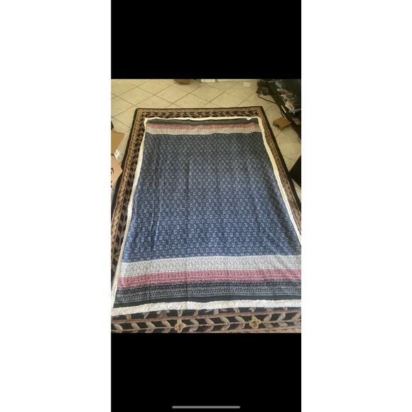 Eddie Bauer Fair Isle Blue & Burgundy Sherpa Reverse 50x70 Throw Blanket - NEW - Picture 5 of 6